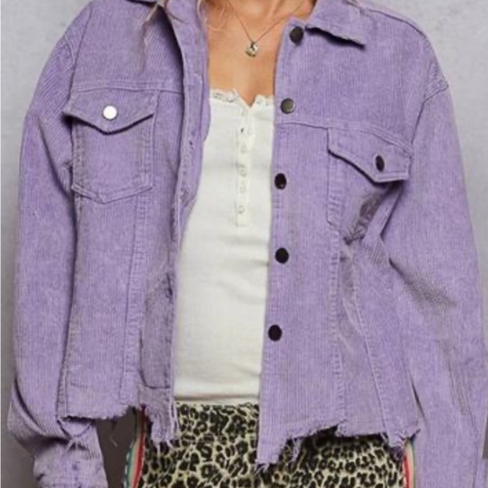 POL Women's Purple Corduroy Jacket SZ M Boho chic retro coastal cowgirl style